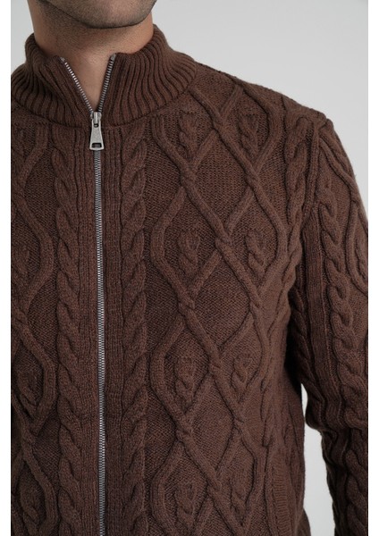 Erkek Cepli Fermuarlı Yürütme Saç Örgülü Yün Hırka TRIST-5355 indirimleri