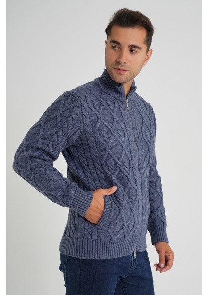 Erkek Cepli Fermuarlı Yürütme Saç Örgülü Yün Hırka TRIST-5355 fiyatları