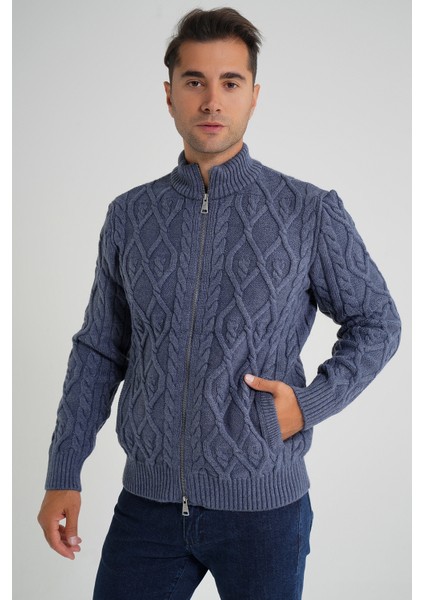 Erkek Cepli Fermuarlı Yürütme Saç Örgülü Yün Hırka TRIST-5355 modelleri