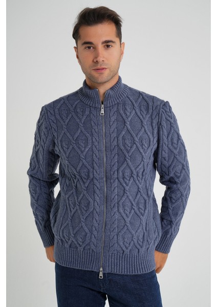 Erkek Cepli Fermuarlı Yürütme Saç Örgülü Yün Hırka TRIST-5355 indirimleri