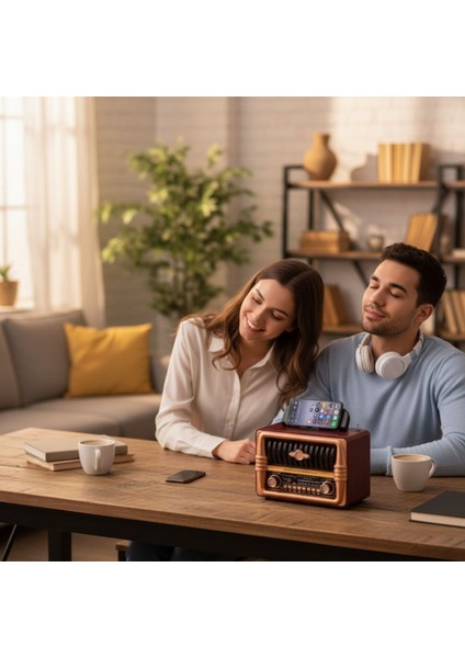 ® Büyük Boy Telefon Tutma Aparatlı Retro Ahşap Tasarım Bluetooth Hoparlörlü Radyo – Fm/am Destekli, Şarjlı ve Taşınabilir Radyo NS-8079 fiyatları