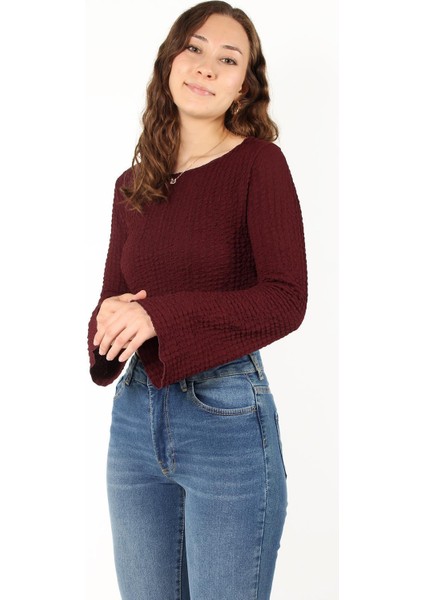 6552 (N-2034) Ispanyol Kol Bubble Raşel Crop Bluz fiyatları