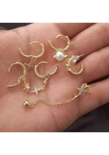 6'lı Incili Çelik Küpe Seti fiyatları