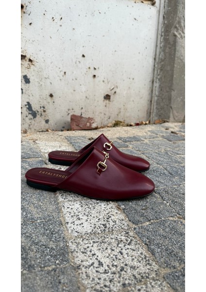 Bordo Cilt Tokalı Düz Model Terlik fiyatları
