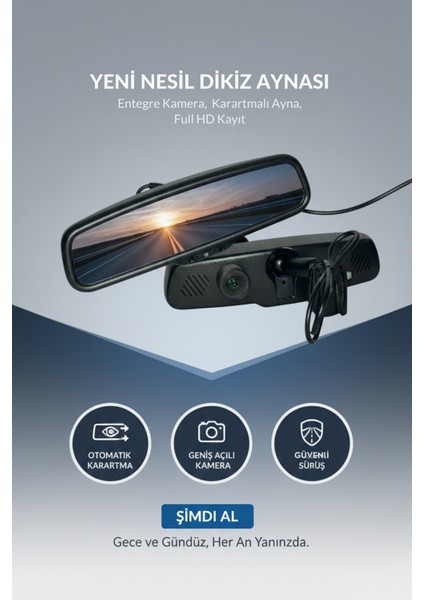 Araç Içi Karartmalı Dikiz Aynası Dvr Kamera | Full Hd 1080P, 4.3 Inç Tft Ekran, Hdr