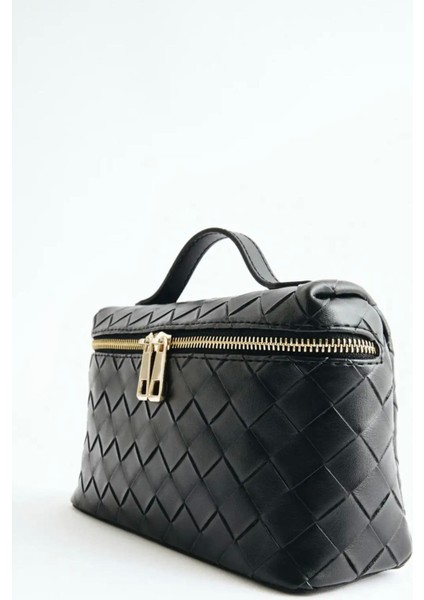 Fermuarlı Örme Deri Çanta Siyah fiyatları