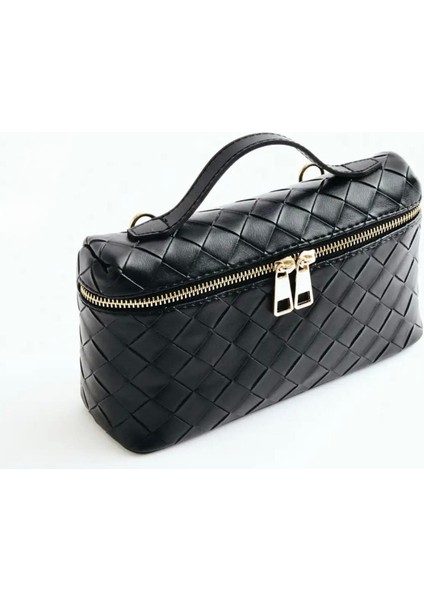Fermuarlı Örme Deri Çanta Siyah fırsatları