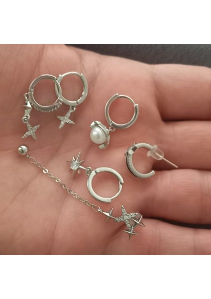 6'lı Çelik Inci Temalı Küpe Seti fiyatları