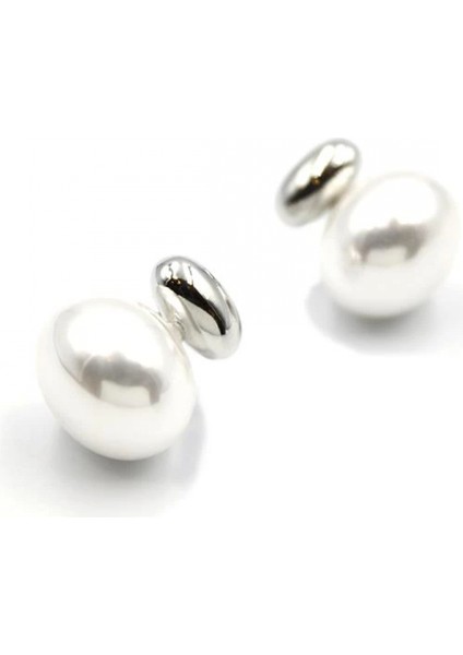 Oval Inci Küpe - Gümüş