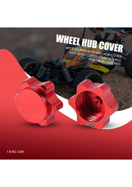 4pcs Alüminyum Tekerlek Göbek Kapağı 1/8 Rc Araba Için 17MM Altıgen Somun, Kırmızı (Yurt Dışından) fırsatları