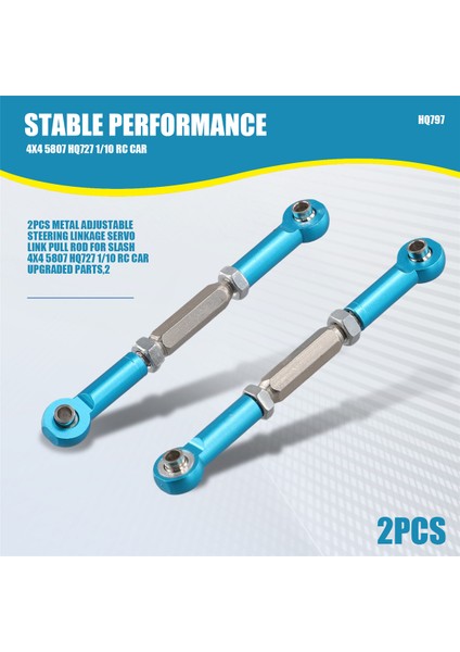 2pcs Metal Ayarlanabilir Direksiyon Bağlantısı Servo Bağlantı Çekme Çubuğu Traxxas Slash 4x4 5807 HQ727 1/10 Rc Araç Yükseltilmiş Parçalar, 2 (Yurt Dışından) indirimleri