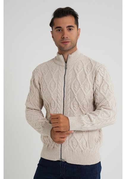 Erkek Cepli Fermuarlı Yürütme Saç Örgülü Yün Hırka TRIST-5355 fiyatları