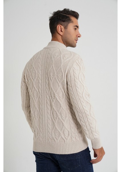 Erkek Cepli Fermuarlı Yürütme Saç Örgülü Yün Hırka TRIST-5355 fırsatları