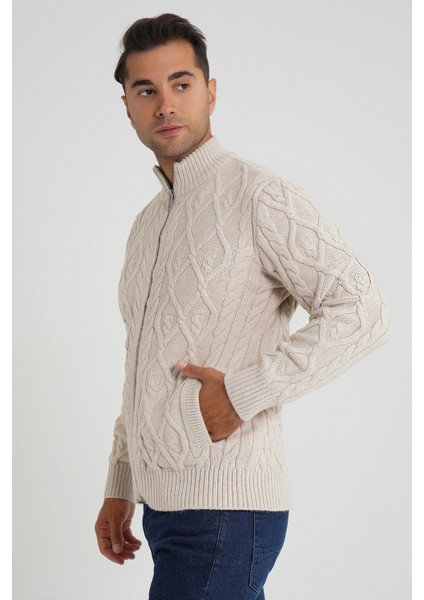 Erkek Cepli Fermuarlı Yürütme Saç Örgülü Yün Hırka TRIST-5355 indirimleri