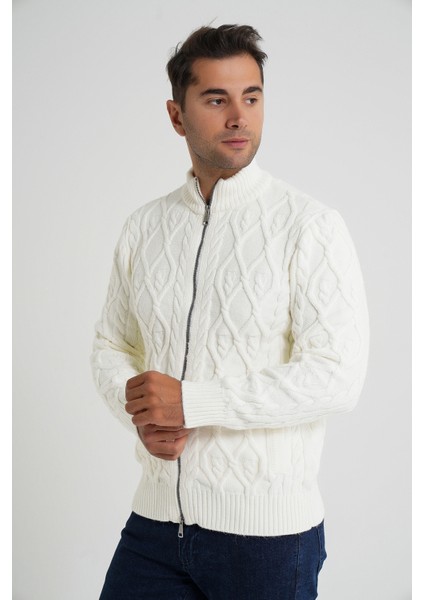 Erkek Cepli Fermuarlı Yürütme Saç Örgülü Yün Hırka TRIST-5355 modelleri