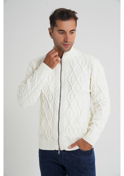 Erkek Cepli Fermuarlı Yürütme Saç Örgülü Yün Hırka TRIST-5355 indirimleri