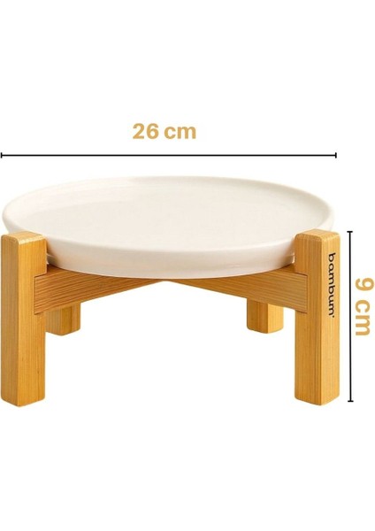 Alpina Bambu Ayaklı Seramik Sunum Tabağı, Servis Tabağı, Dekoratif Tatlı ve Kahvaltı Tabağı 26 cm fiyatları