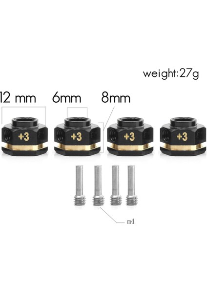 4pcs Pirinç Karşı Ağırlık 12MM Tekerlekli Hex Hubs Traxxas Trx4 Trx6 1/10 Rc Araç Parçaları Için Genişletilmiş Adaptör 15 mm (Yurt Dışından) fırsatları