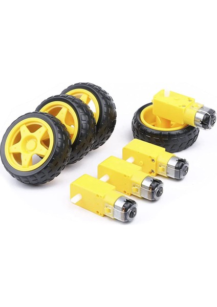 4pcs Dc 3-6V Elektrik Motorlu 4pcs Plastik Lastik Tekerlek Çift Mil Dişli Motor Dişli Motorlu Dıy Kit Akıllı Araba Kiti (Yurt Dışından) modelleri