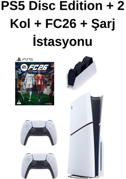 Playstation 5 Cd'li + 2 Dualsense + FC26 CD (Türkçe) + Şarj Istasyonu fiyatları