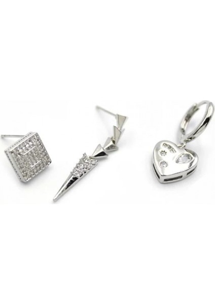 3'lü Kalp Küpe - Gümüş fiyatları