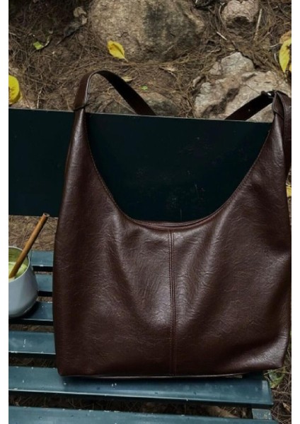 Oval Sap Ortası Dikişli Büyük Boy Fermuarlı Omuz Tote Çanta fırsatları