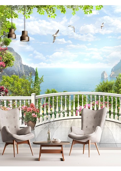 Duvar Kağıdı Deniz Manzarası Desenli Isı ve Ses Yalıtımlı Sağlıklı Yeni Nesil Duvar Kumaşı fiyatları