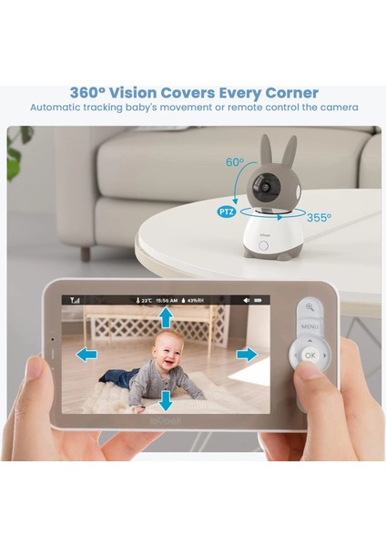 Video Bebek Monitörü Kamerası 2k Hd - 5 Inc - 2 Kamera fırsatları