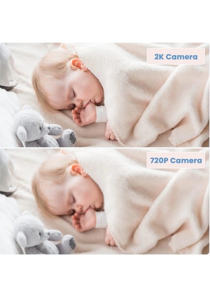 Video Bebek Monitörü Kamerası 2k Hd - 5 Inc - 2 Kamera