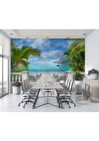 Deniz Manzara Desenli Isı ve Ses Yalıtımlı Sağlıklı Tekstil Duvar Kağıdı fırsatları