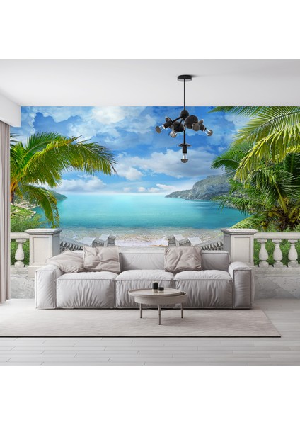Deniz Manzara Desenli Isı ve Ses Yalıtımlı Sağlıklı Tekstil Duvar Kağıdı indirimleri