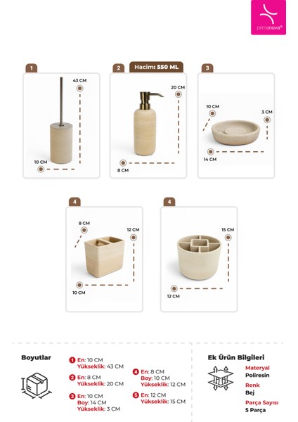 Charm Banyo Seti 5 Parça - Bej modelleri