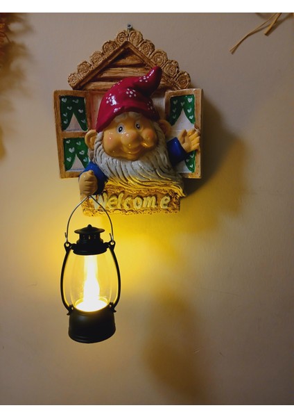Dekoratif Işıklı Cüce Welcome Tabelası Pilli Fenerli modelleri