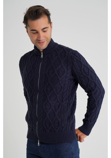 Erkek Cepli Fermuarlı Yürütme Saç Örgülü Yün Hırka TRIST-5355 fiyatları