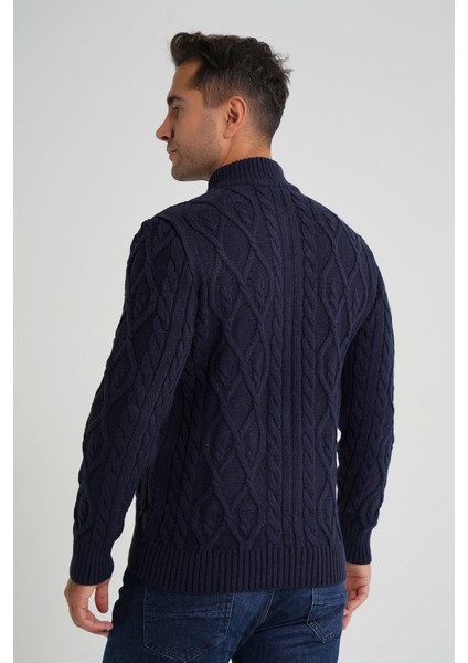 Erkek Cepli Fermuarlı Yürütme Saç Örgülü Yün Hırka TRIST-5355 modelleri