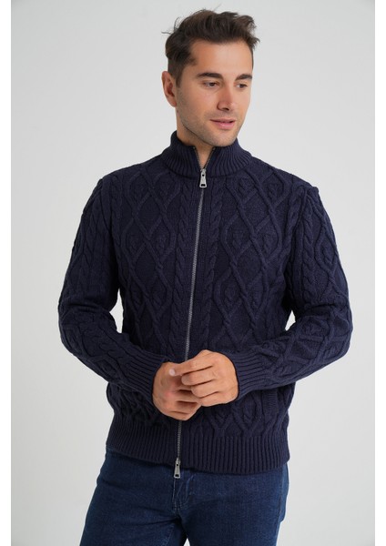 Erkek Cepli Fermuarlı Yürütme Saç Örgülü Yün Hırka TRIST-5355 fırsatları