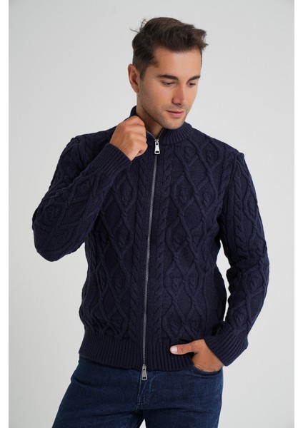 Erkek Cepli Fermuarlı Yürütme Saç Örgülü Yün Hırka TRIST-5355 indirimleri