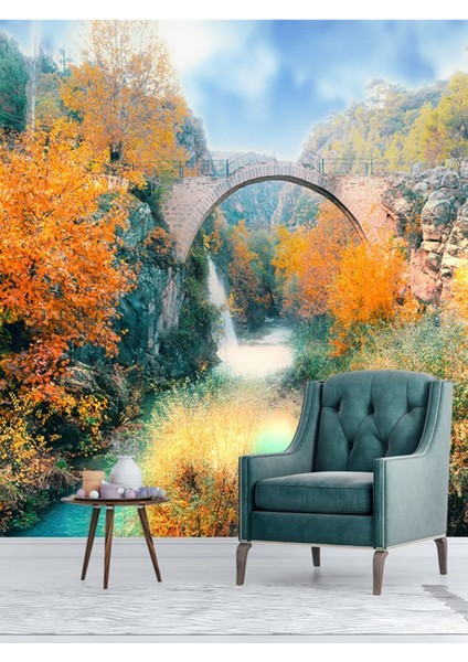 Sonbahar Manzaralı Isı ve Ses Yalıtımlı Sağlıklı Tekstil Duvar Kağıdı