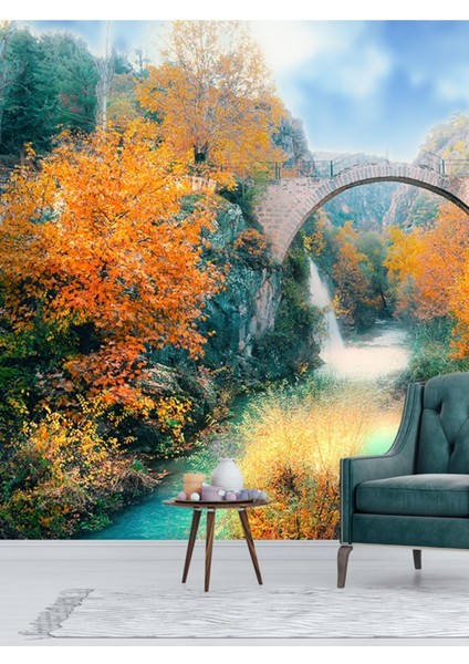 Sonbahar Manzaralı Isı ve Ses Yalıtımlı Sağlıklı Tekstil Duvar Kağıdı fiyatları