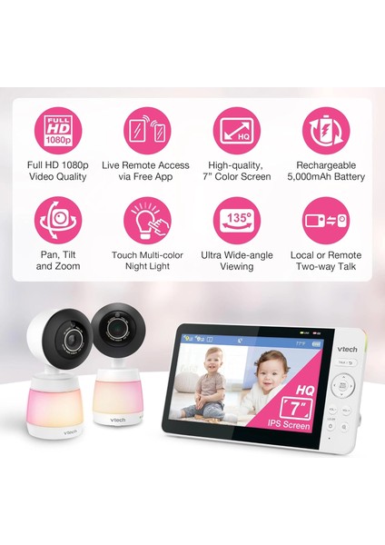 Akıllı Wifi Bebek Monitörü, 2k Cmos Sensörlü 5.5 Inc - 2 Kamera fiyatları