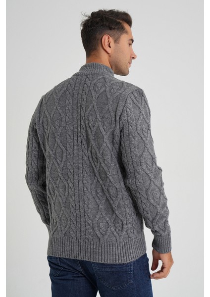 Erkek Cepli Fermuarlı Yürütme Saç Örgülü Yün Hırka TRIST-5355 fiyatları