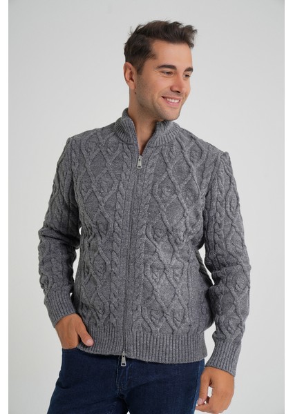 Erkek Cepli Fermuarlı Yürütme Saç Örgülü Yün Hırka TRIST-5355 modelleri