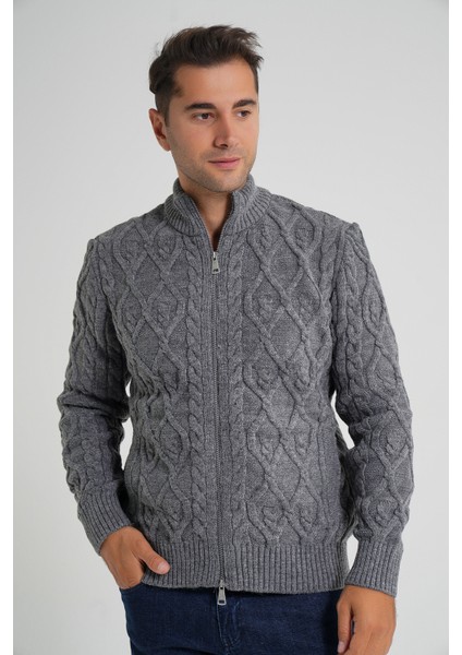 Erkek Cepli Fermuarlı Yürütme Saç Örgülü Yün Hırka TRIST-5355 fırsatları