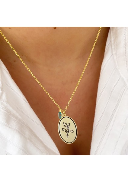 Gümüş Aralık Ayı Doğum Çiçeği Çobanpüskülü Kolye