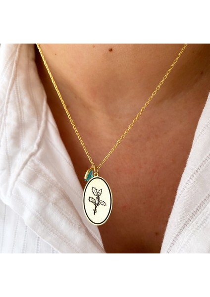 Gümüş Aralık Ayı Doğum Çiçeği Çobanpüskülü Kolye modelleri