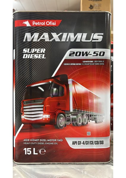 Süper Dizel 20W-50 15 Lt Motor Yağı (5.ay 2025 Üretim)