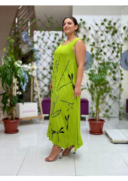 VL3035 Kolsuz Baskılı Vual Elbise Fıstık modelleri