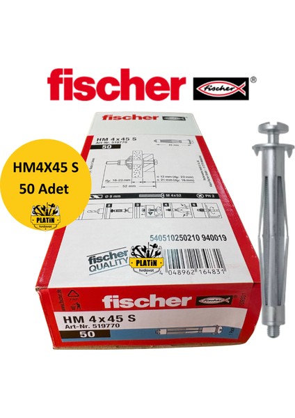 Hm 4X45 S Metal Boşluk Dübeli 50 Adet 519770