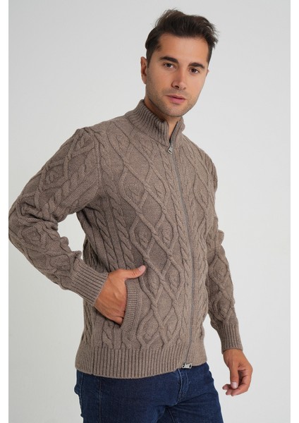 Erkek Cepli Fermuarlı Yürütme Saç Örgülü Yün Hırka TRIST-5355 fiyatları