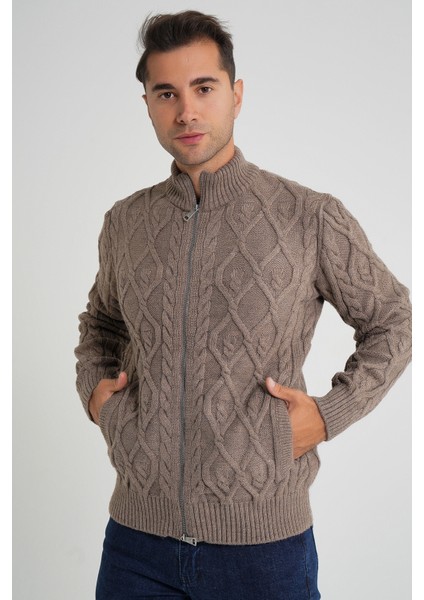 Erkek Cepli Fermuarlı Yürütme Saç Örgülü Yün Hırka TRIST-5355 modelleri